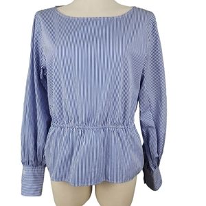 Polo Ralph Lauren Women's Blue And White Striped Blouse Buttons Down The…